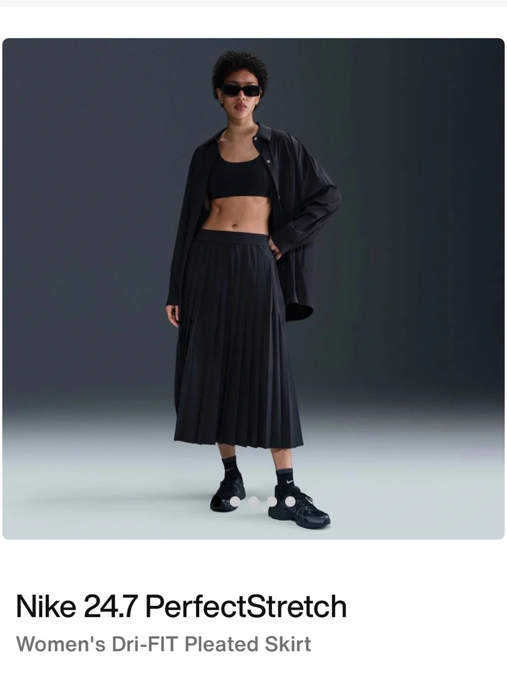 Nike 24.7 Perfect Stretch Dri Fit UV Protection High Rise Pleated Skirt Black